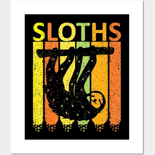 Distressed Sloths T-Shirt Retro Vintage Wall Art by AstridLdenOs